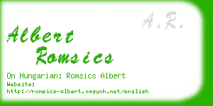 albert romsics business card